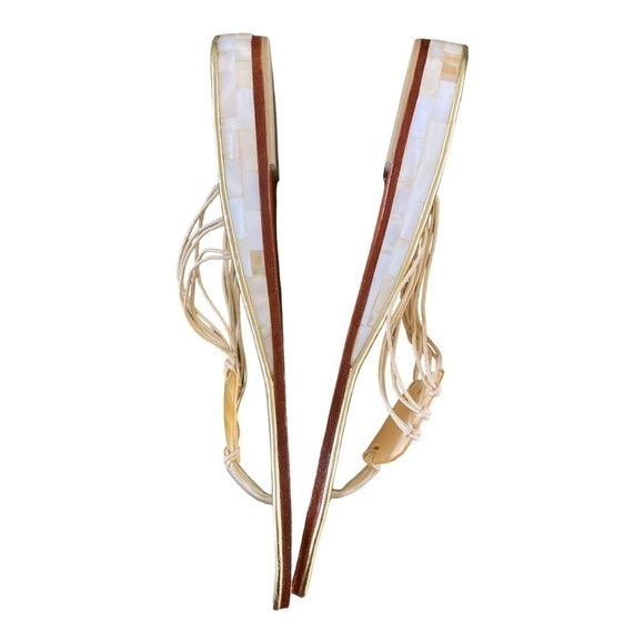 Tamara Catz Maui Sandal Mother of Pearl Wedge Strappy Thong Sandal - Picture 3 of 9